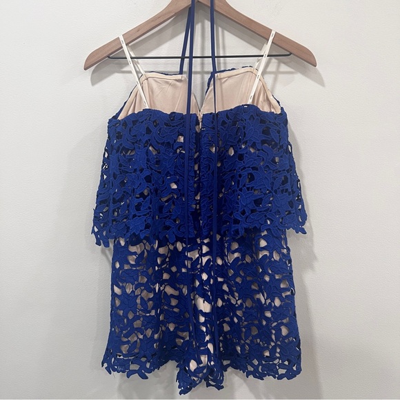 J.O.A Los Angeles Halter Neck Lace Romper in Royal Blue Size small - Picture 8 of 10